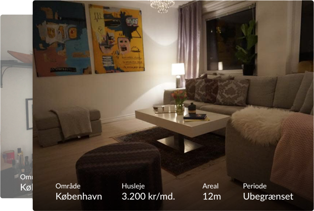 Room ad with a picture of a cozy living room