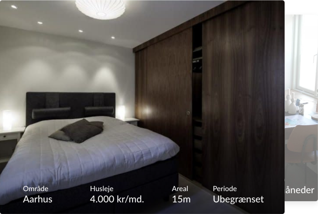Room ad with a picture of a nice bedroom with a huge closet